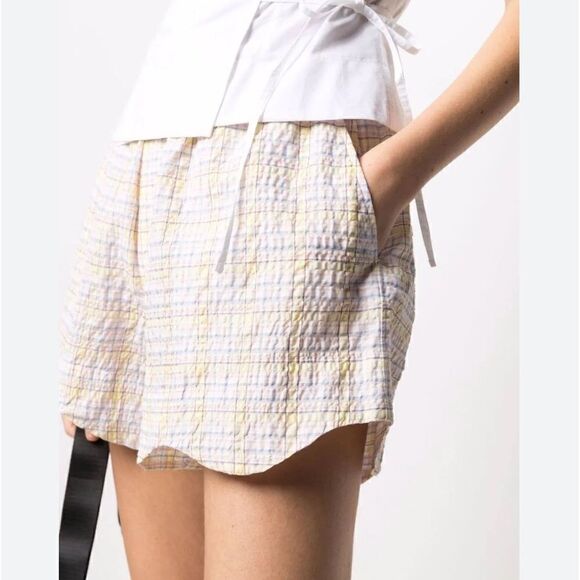 GANNI check-print drawstring shorts size 2 NWT $180 - Picture 6 of 8